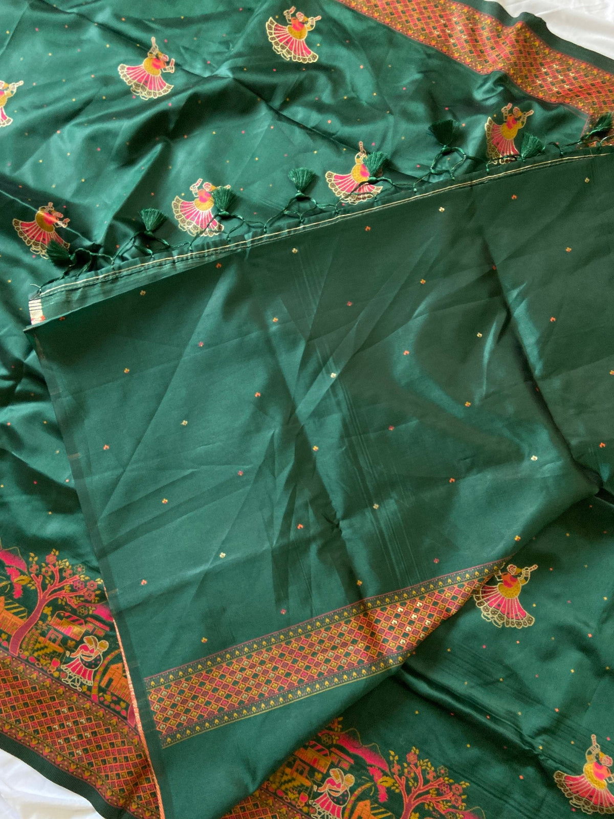 Bottle Green Pashmina Silk Zari Woven Saree