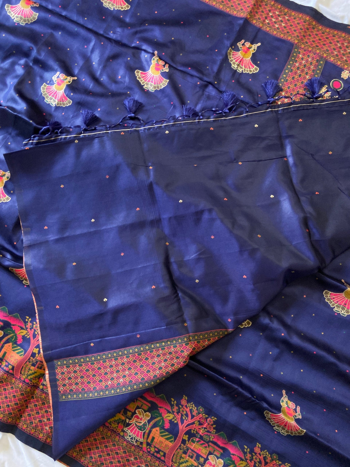 Navy Blue Pashmina Silk Zari Woven Saree