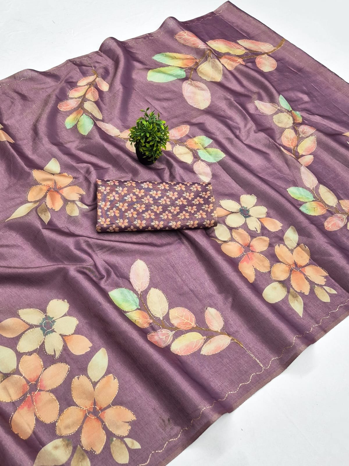 Mauve Erode Zari Silk Aari Work Saree