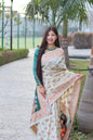 Cream Color Zari Golden Weaving Rich Saree