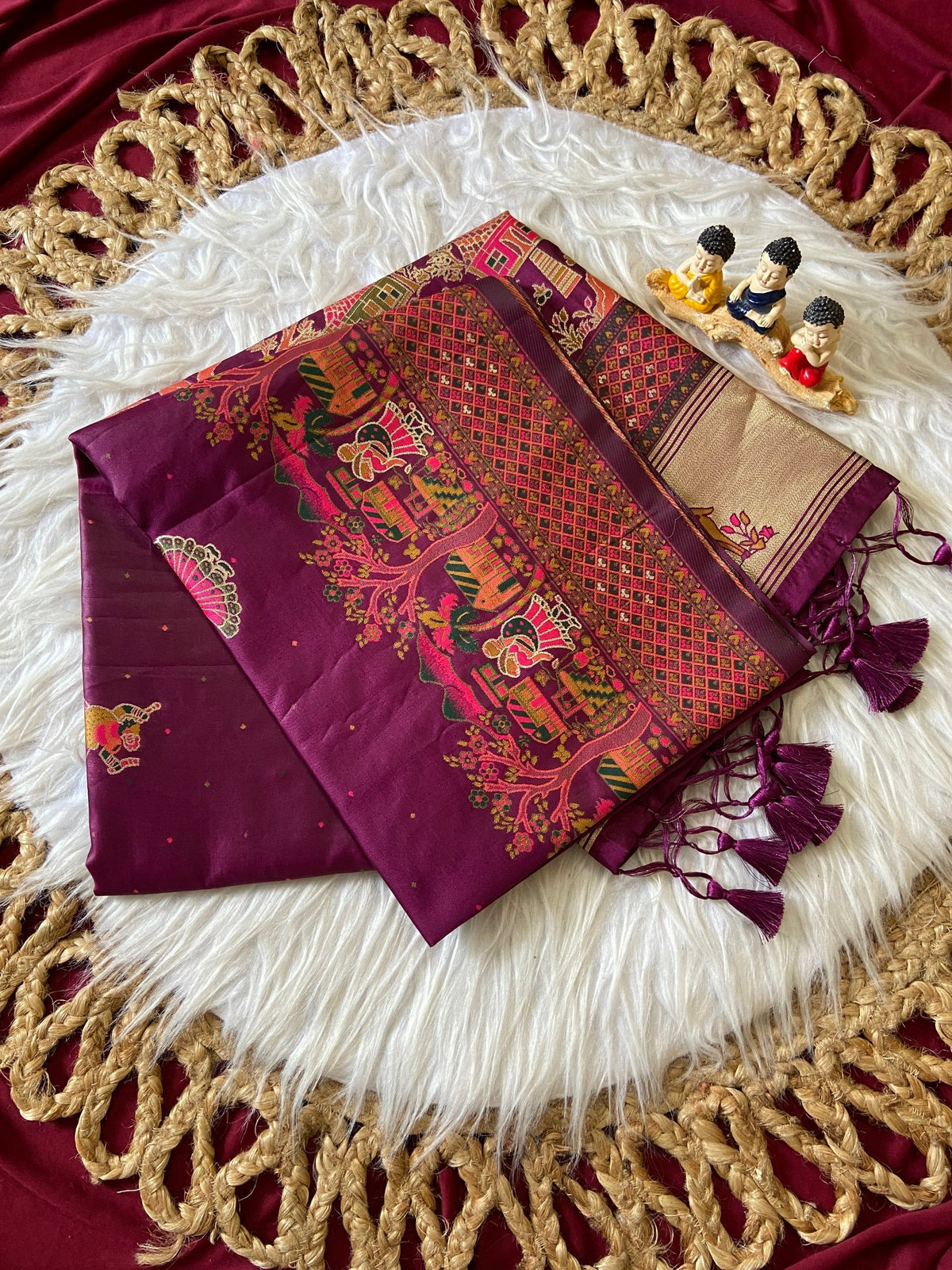 Magenta Pashmina Silk Zari Woven Saree