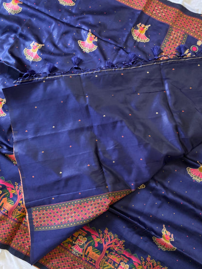 Navy Blue Pashmina Silk Zari Woven Saree