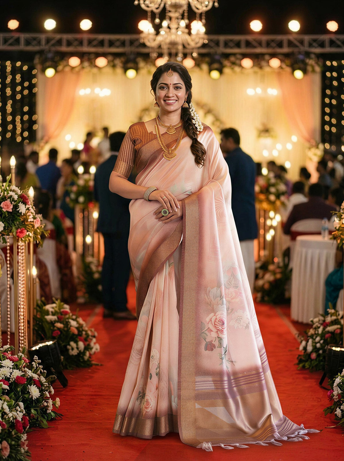 Cream Tissue Silk Sequin Pallu Saree