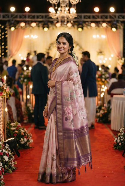 Lavender Tissue Silk Sequin Pallu Saree