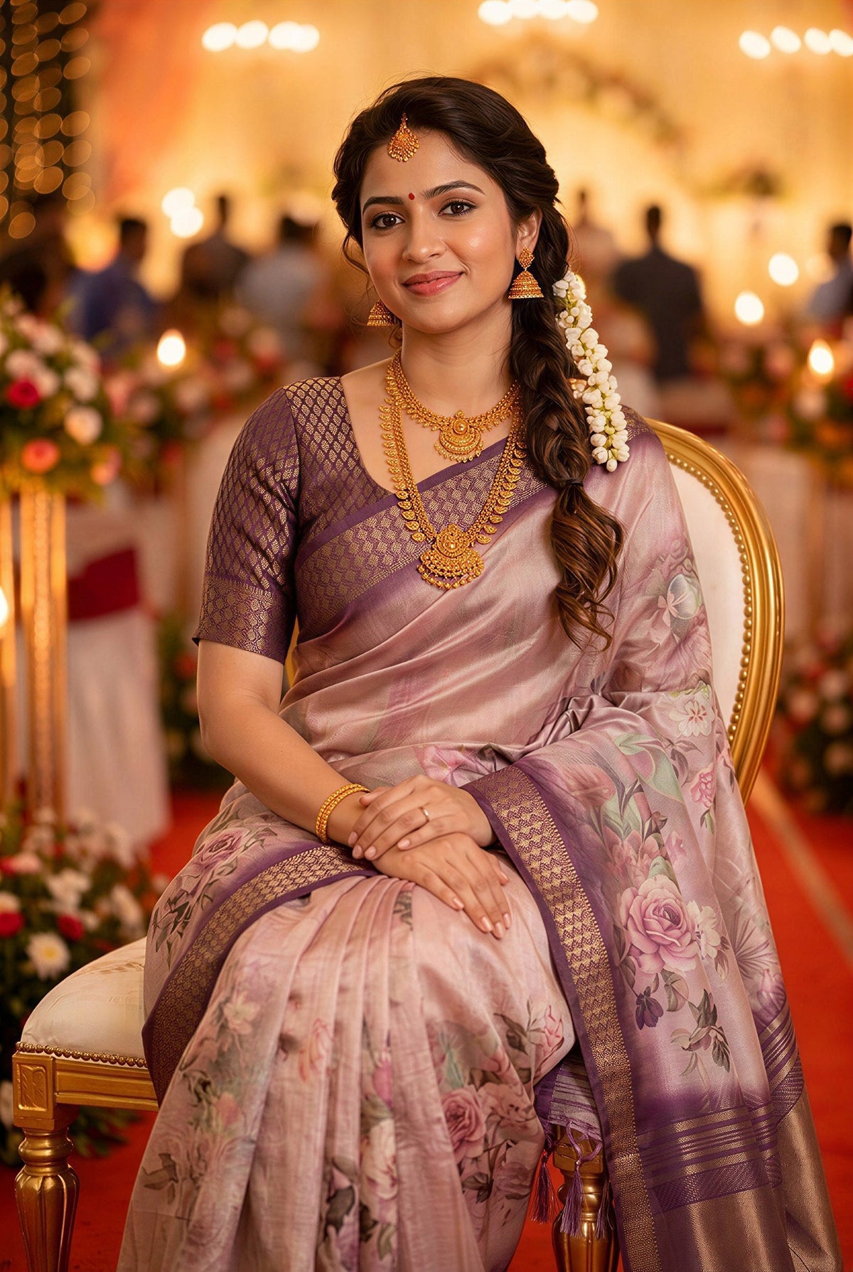 Lavender Tissue Silk Sequin Pallu Saree
