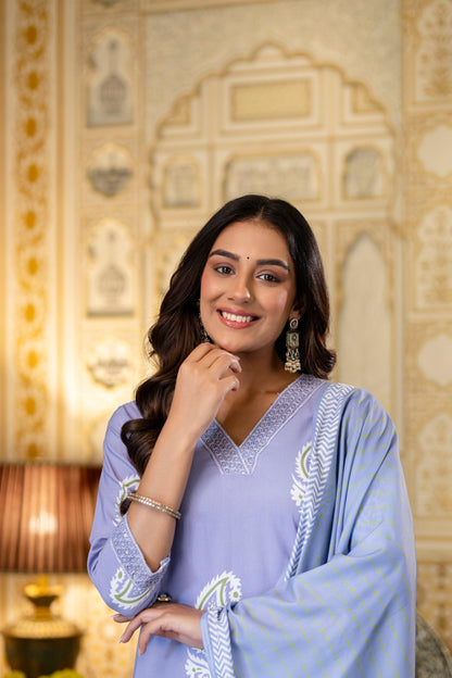 Light Lavender Paisley Print Kurta Set