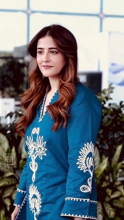 Teal Blue Rayon Co-ord Set