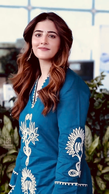 Teal Blue Rayon Co-ord Set