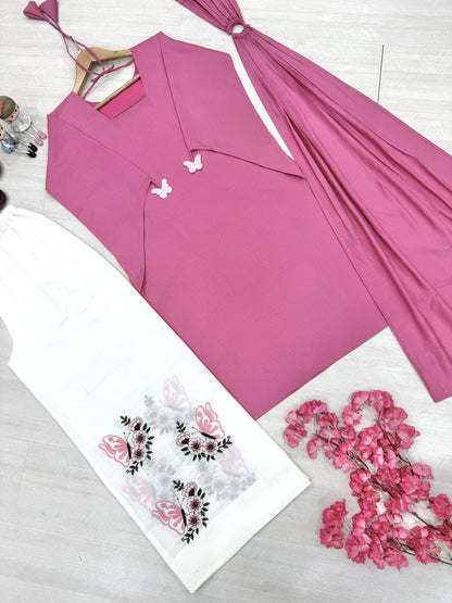 Pink Roman Silk Top Palazzo Set