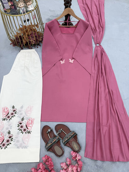 Pink Roman Silk Top Palazzo Set