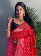 Pink Color Zari Golden Weaving Rich Saree