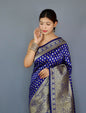 Royal Blue Color Zari Golden Weaving Rich Saree