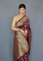 Purple Color Zari Golden Weaving Rich Saree